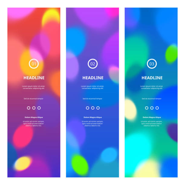 Bright Colorful Banners with Bokeh Lights Bright Colorful Banners with Bokeh Lights. Abstract Blurred Texture for Parties, Celebrations and Carnivals. Rainbow Colored Banner Design. colorful backgrounds stock illustrations