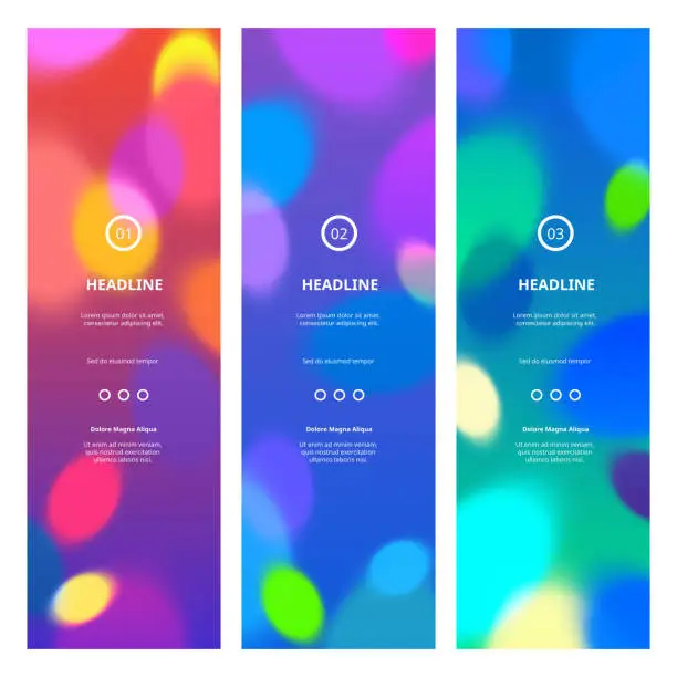 Vector illustration of Bright Colorful Banners with Bokeh Lights