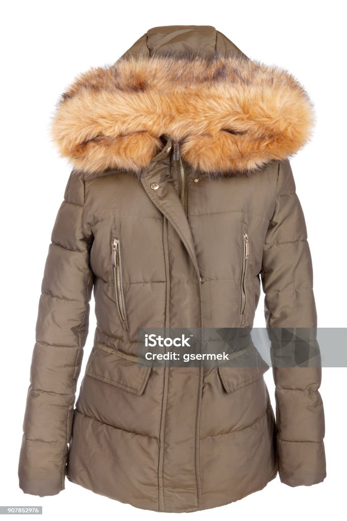 Elegant Designer Fur Lined Ladies Winter Jacket Stock Photo - Download  Image Now - Parka - Coat, White Background, Women - iStock