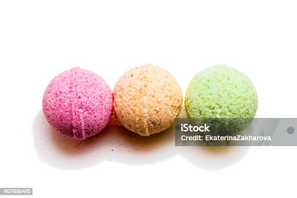 Bombs For Bath Isolated On White Stock Photo - Download Image Now - Aromatherapy, Bath Bomb, Bath Salt