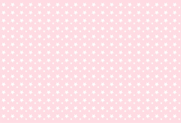 Seamless girlish pattern. White stars on pink background. Backdrop for invitation card, wrapper and decoration party (wedding, baby girl shower, birthday) Cute wallpaper for princess's style nursery. bedroom patterns stock illustrations