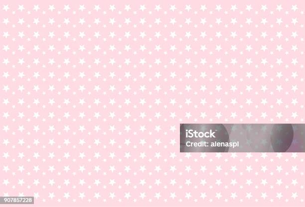 Seamless Girlish Pattern White Stars On Pink Background Stock Illustration - Download Image Now