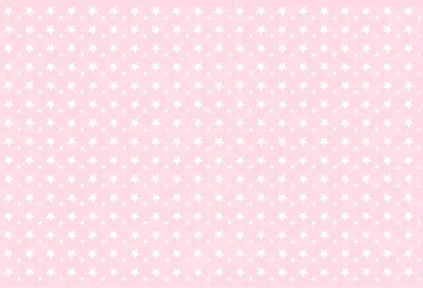 Vector illustration of Seamless girlish pattern. White stars on pink background.