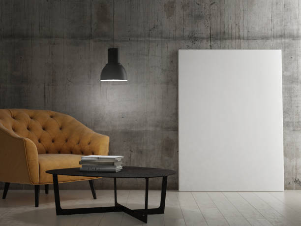 Dark room with mock up poster