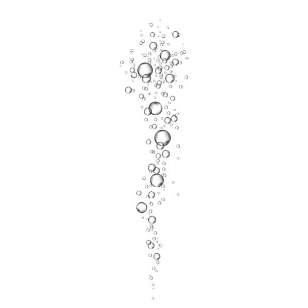 Air bubbles flow on white  background. Air bubbles flow on white  background. Oxygen  in water, sea, aquarium. Soda pop.  Fizzy drink. Undersea vector texture. soda illustrations stock illustrations