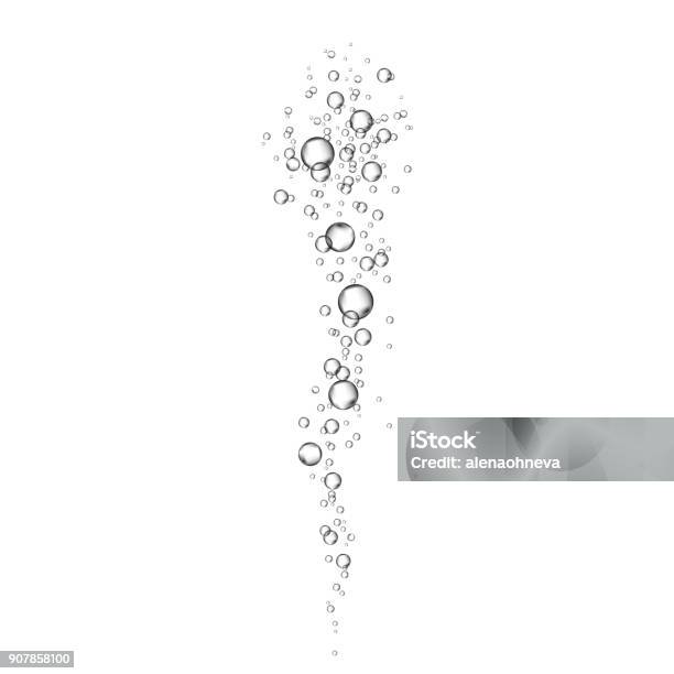 Air Bubbles Flow On White Background Stock Illustration - Download Image Now - Bubble, Water, Champagne