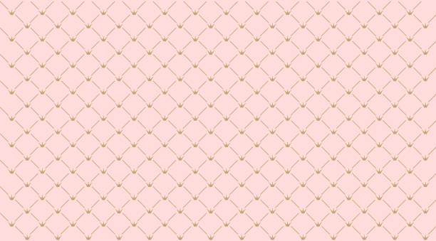 ilustraciones, imágenes clip art, dibujos animados e iconos de stock de sin fisuras patrón como una niña. corona de oro sobre fondo rosa. - femininity pattern female backgrounds