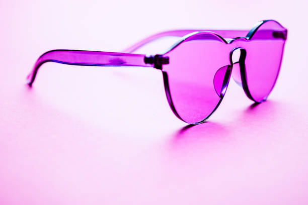 A pair of colored glasses frames, ultra violet colored, based on the Pantone color of the year for 2018.  A bright and colorful way to add some purple in to your day.