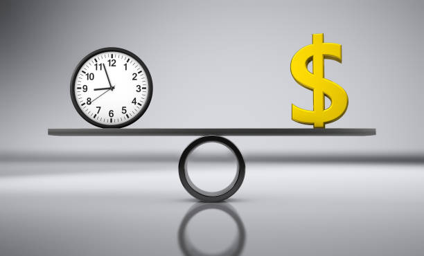 zeit und geld-balance - time time is money clock dollar sign stock-fotos und bilder