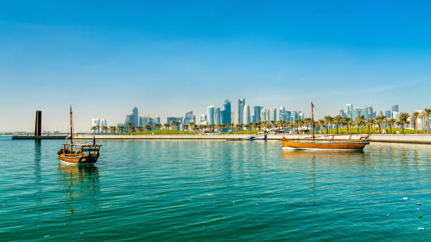 istock Traditional arabic dhows in Doha, Qatar 907860426