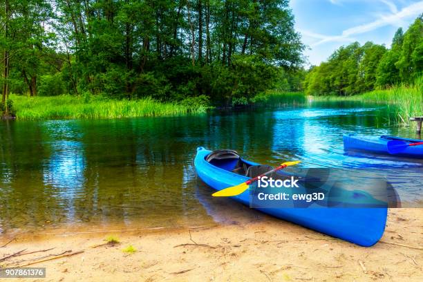 Holiday At Krutynia River In Masuria Land Poland Stock Photo - Download Image Now - Kayak, Beauty In Nature, Canoe