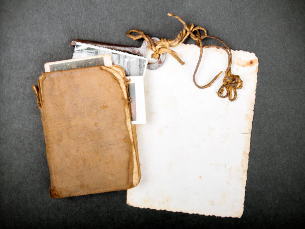 istock Rusty key, old book and empty photography as a memories  metaphor. Copy space 907861842
