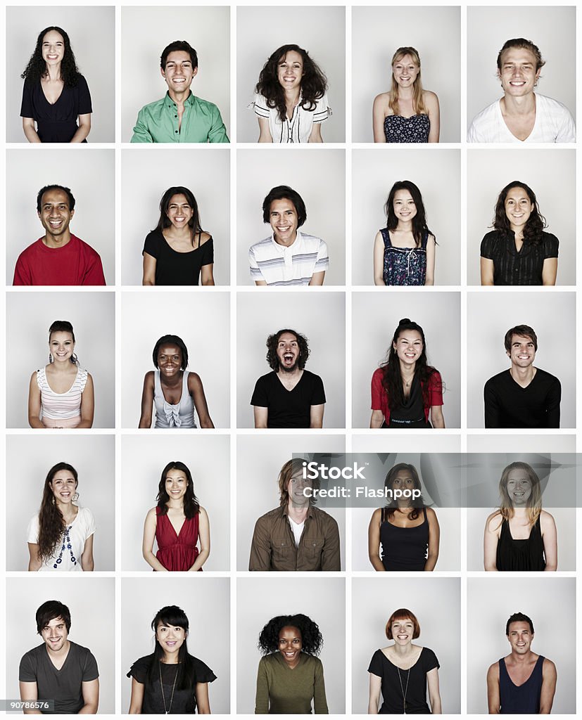 Montage of a group of people smiling  Portrait Stock Photo