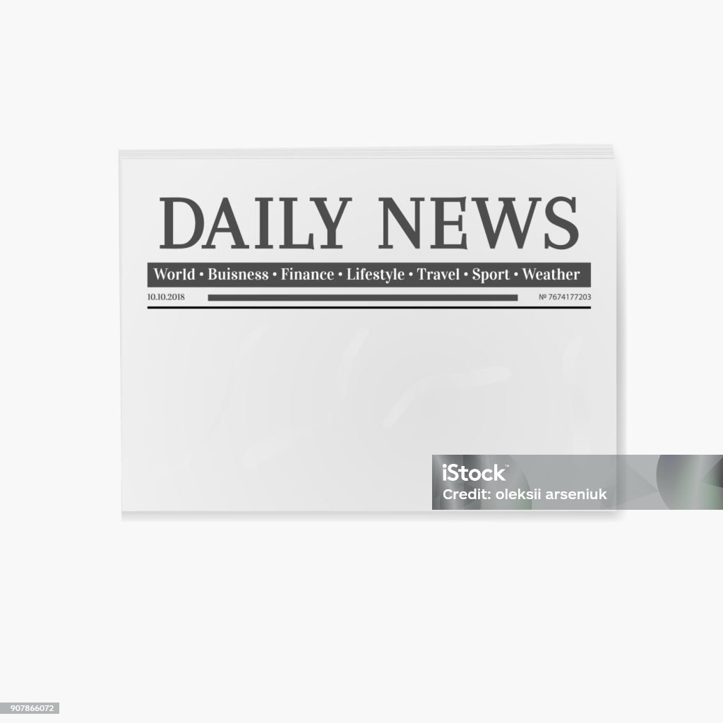 Blank newspaper illustration Blank newspaper. Daily news page template illustration Newspaper stock vector