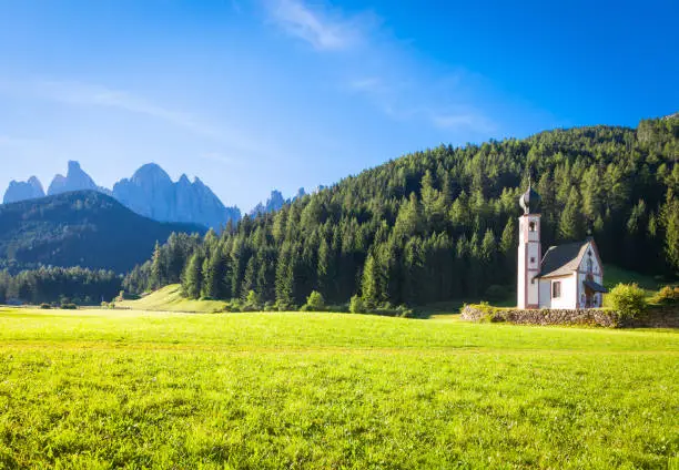 St Johann Church, Santa Maddalena, Val Di Funes, Dolomites, Italy