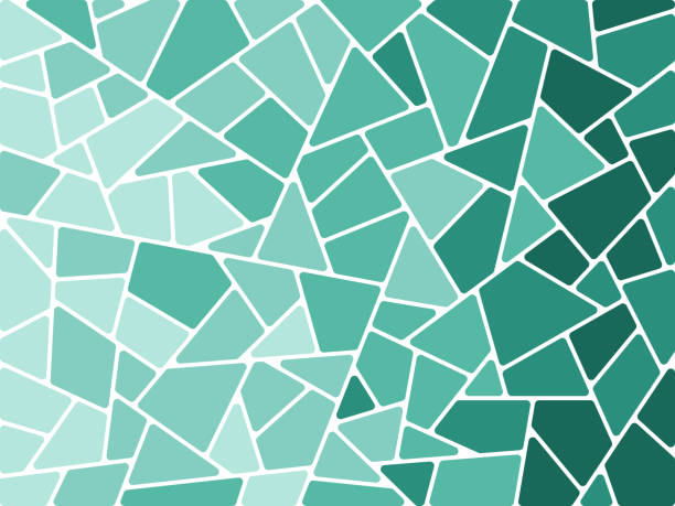 abstrakcyjne mozaiki kształty tło - broken glass green shattered glass stock illustrations