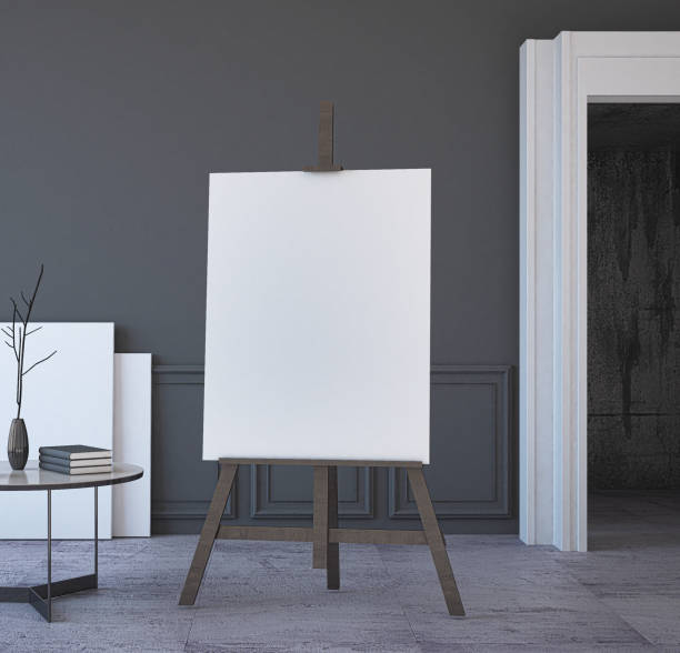 istock Mock Up Poster on Easel. Luxury Interior 907870440