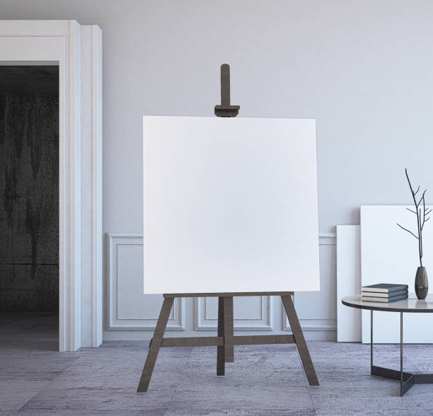 istock Mock Up Poster on Easel. Atelier Interior 907870478