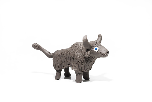 Funny gray Yak made from Play Clay