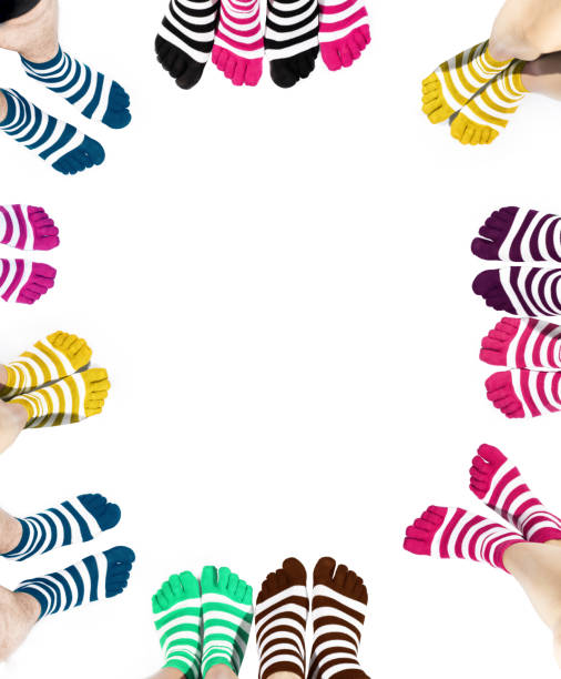 Legs in fashion and modern socks. Isolated on white background.