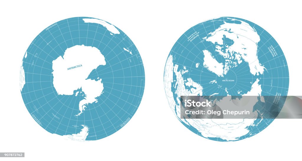 Earth globe arctic and antarctic view Antarctica stock vector