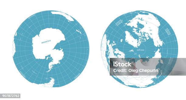 Earth Globe Arctic And Antarctic View Stock Illustration - Download Image Now - Antarctica, Arctic, Map