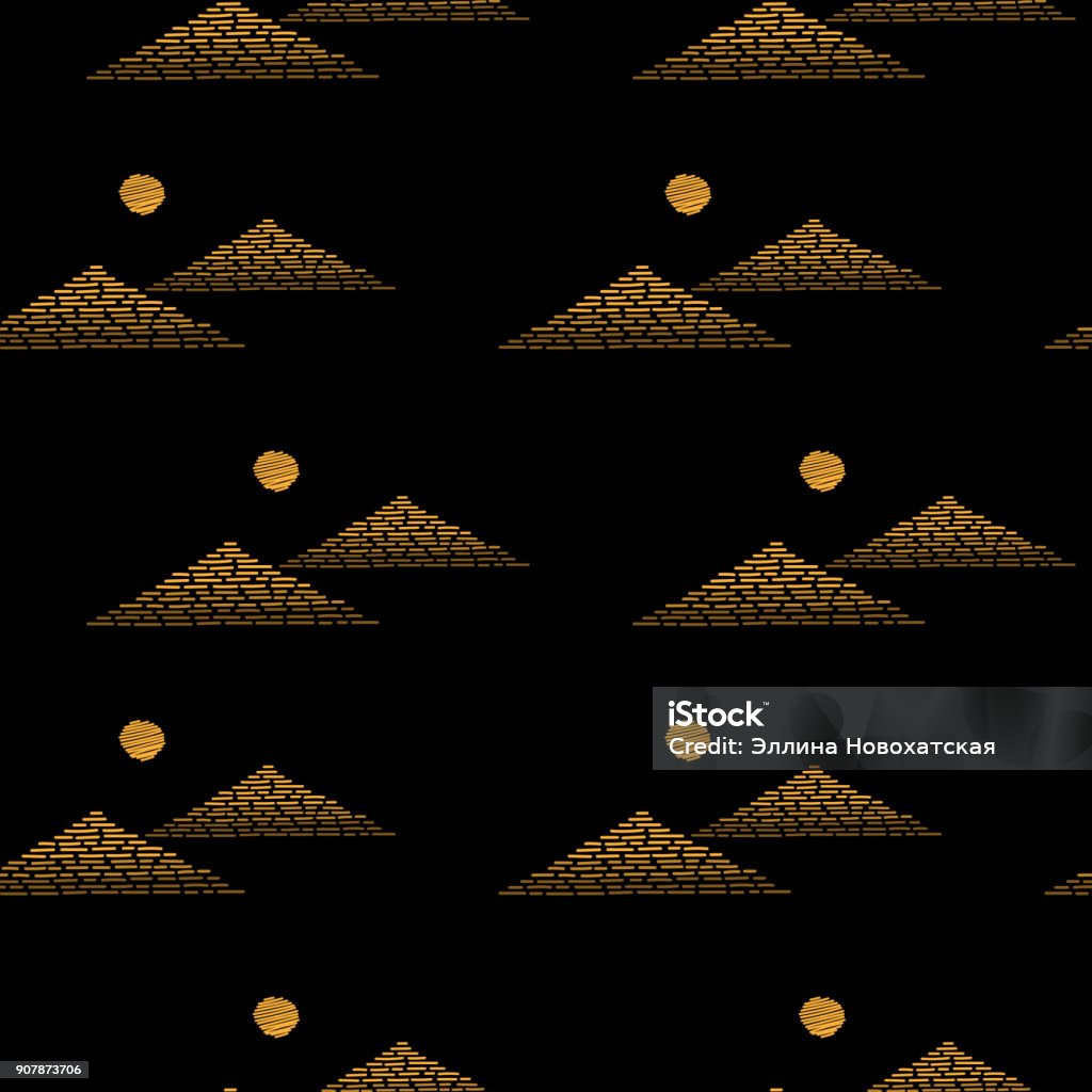 Pyramids Embroidery Seamless Pattern With Embroidery Stitches Imitation Little Gold ...
