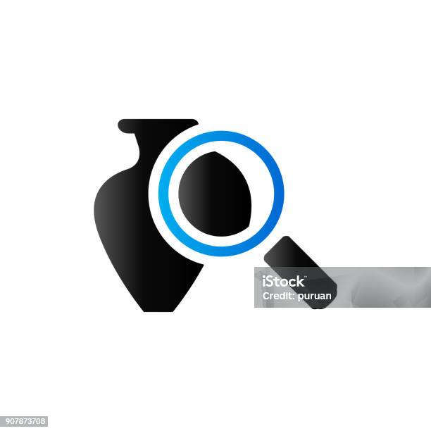 Duo Tone Icon Vase And Magnifier Stock Illustration - Download Image Now - Black And White, Survival, Agreement