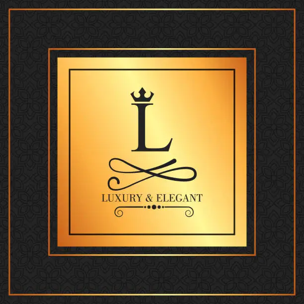 Vector illustration of luxury and elegant l font crown jewelry heraldic emblem
