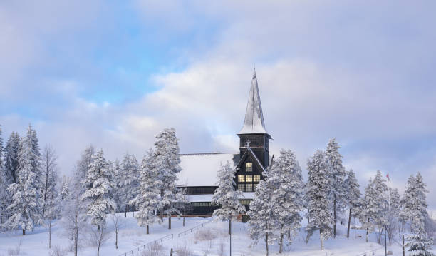 istock Holmenkollen Chapel after heavy snowfall in January, Oslo Norway 907885418