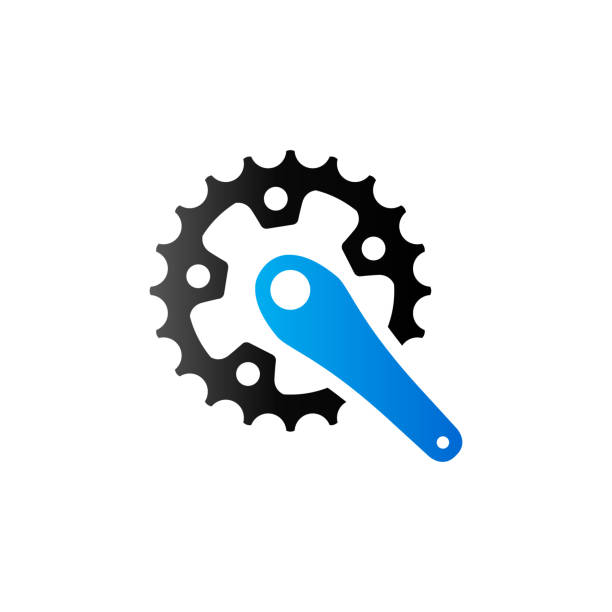 ilustrações de stock, clip art, desenhos animados e ícones de duo tone icon - bicycle crank set - bicycle pedal