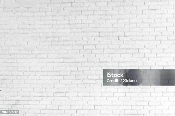 White Brick Wall Hintergrund Stockfoto und mehr Bilder von Weiß - Weiß, Ziegel, Ziegelmauer