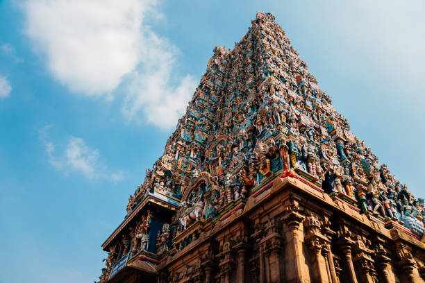 храм минакши амман в мадурае, индия - tamil nadu tamil temple amman стоковые фото и изображения
