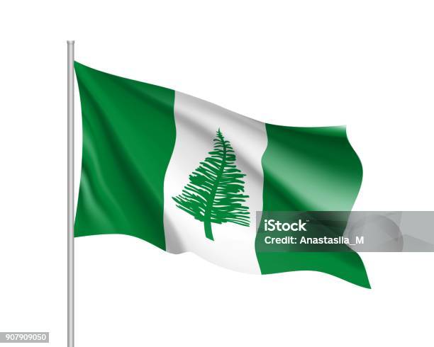 Waving Flag Of Norfolk Island Stock Illustration - Download Image Now - Accuracy, Art, Australia