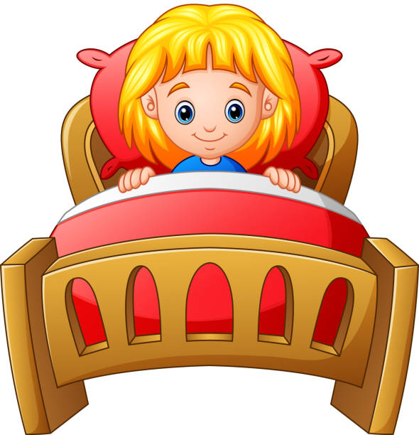 illustrazioni stock, clip art, cartoni animati e icone di tendenza di bambina che dorme a letto - 4681
