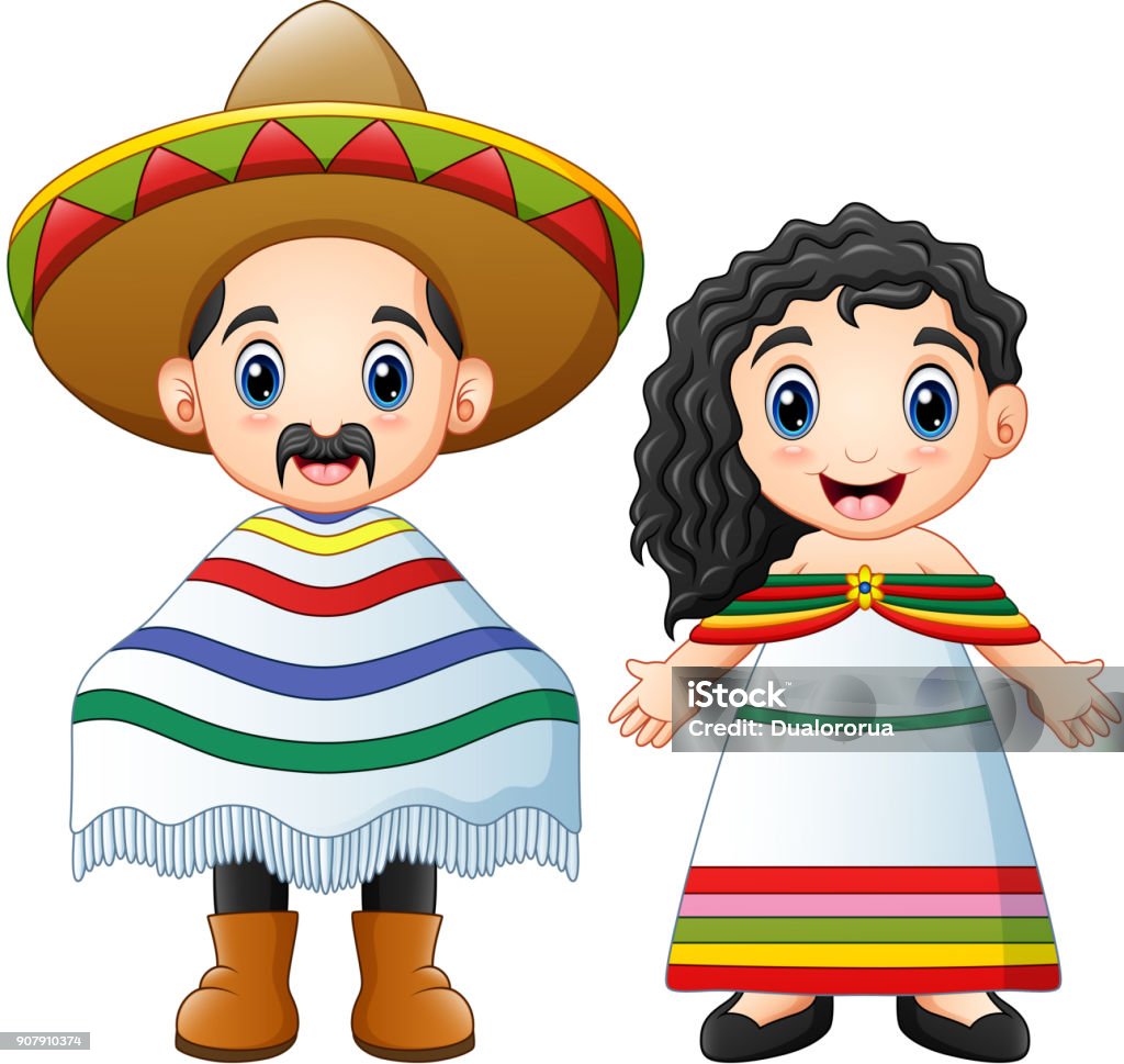 Ilustración de Dibujos Animados Pareja De Mexicanos Vestidos Con Trajes  Tradicionales y más Vectores Libres de Derechos de Niñas - iStock