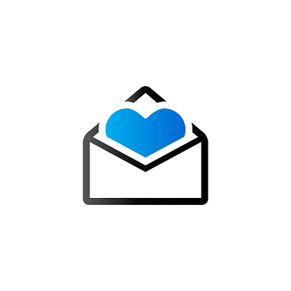 Duo Tone Icon Envelope Heart Stock Illustration - Download Image Now - Beauty, Black And White, Black Color - Istock