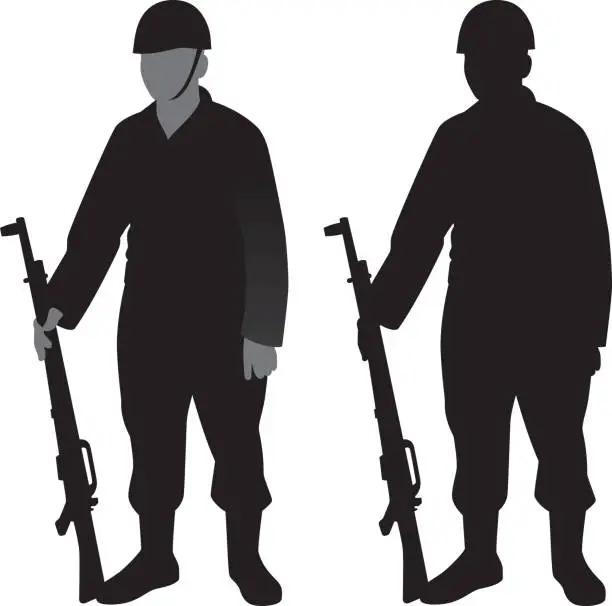 Vector illustration of Soldier Silhouette