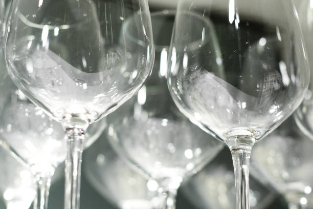 istock a side view of empty wine glasses on the table. 907916334