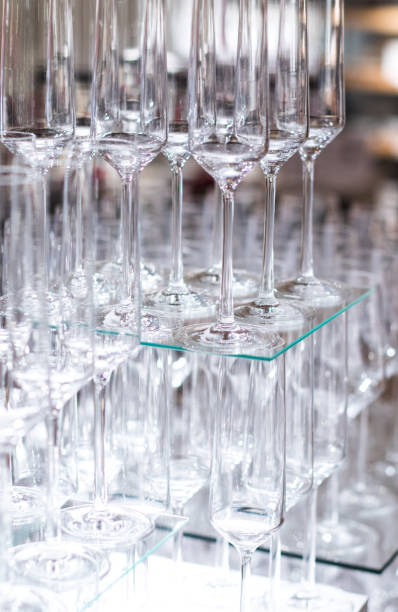 istock a side view of empty wine glasses on the table. 907916580