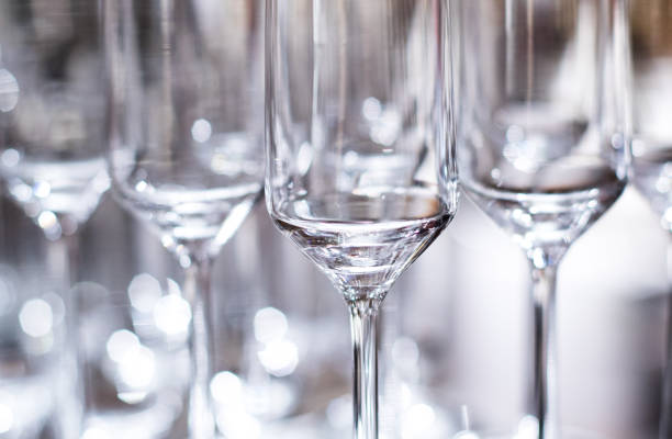 istock a side view of empty wine glasses on the table. 907916604