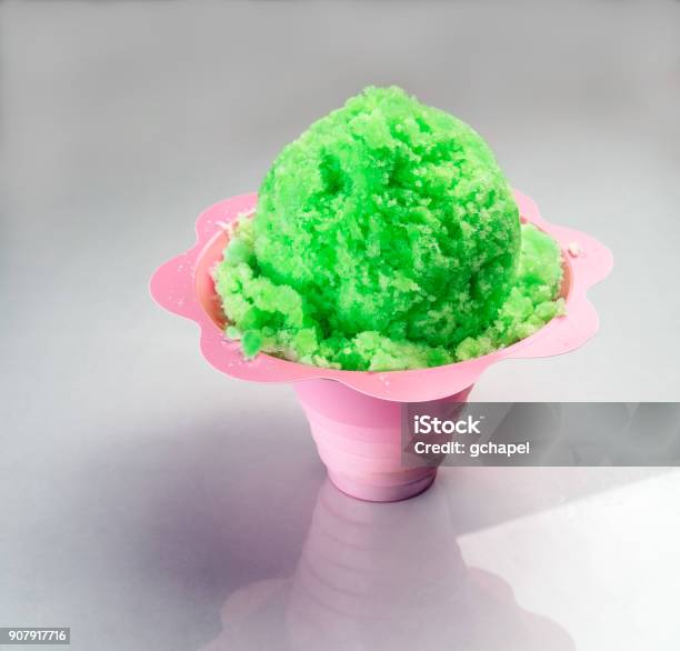 Lime Green Hawaiian Shaved Ice Shave Ice Or Snow Cone Close Up View Stock Photo - Download Image Now