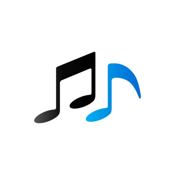 ikona dźwięków duo - nuty - musical note treble clef music vector stock illustrations