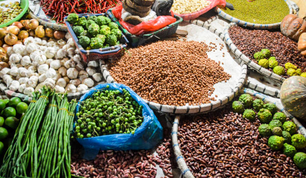 Vegetable market in Indonesia stock photo