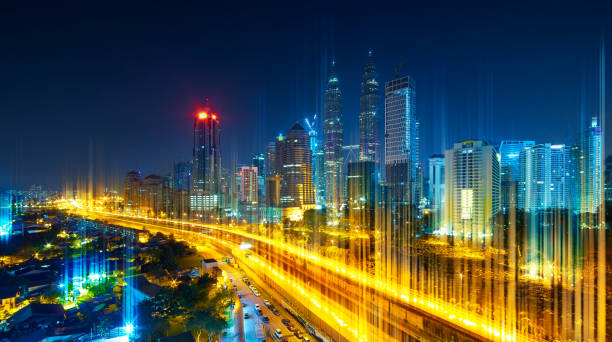 istock The network light came out from the highway and ground ,modern city with wireless network connection concept , abstract communication technology image visual . 907920562