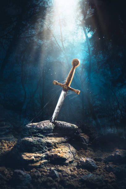 sword in the stone excalibur stock photo
