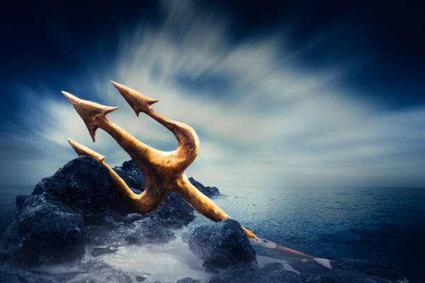 istock High contrast image of Poseidon's trident at sea 907932866