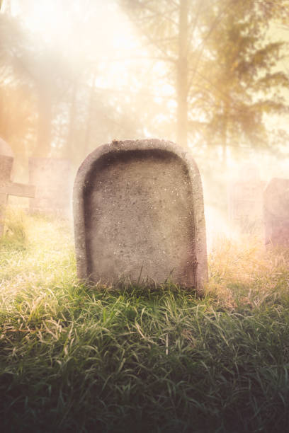 istock gravestone with fog and dramatic lighting 907935666
