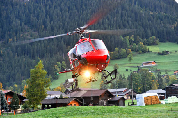 Fire helicopter takeoff landing.