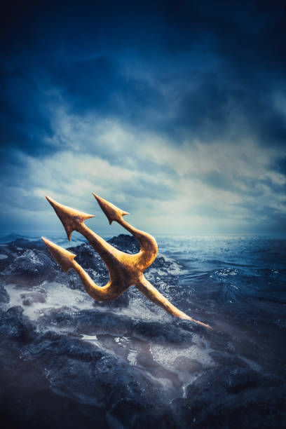 istock High contrast image of Poseidon's trident at sea 907937166